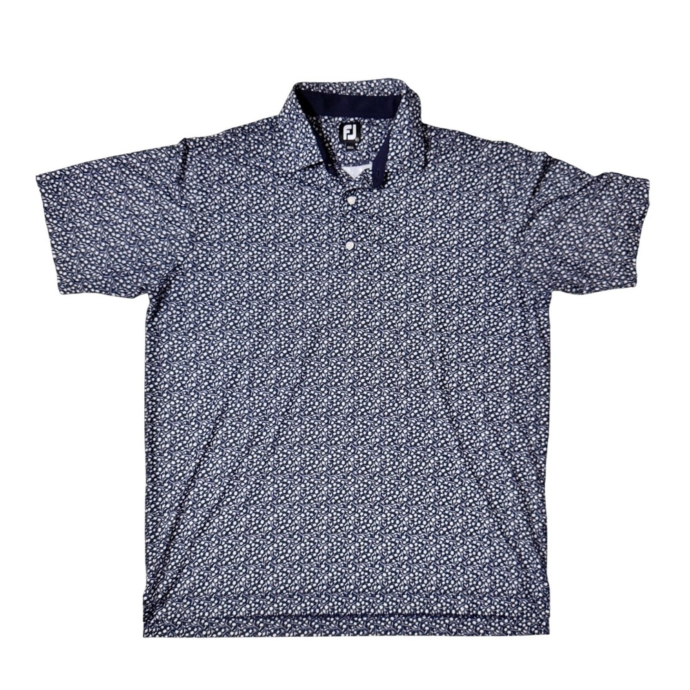 FootJoy Golf Polo 2XL Navy White Floral Windy Hill Short Sleeve Performance Top